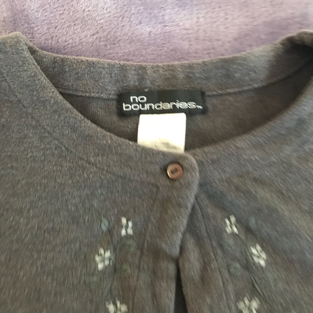Cute as can be. Gray shrug w/ beautiful stitching